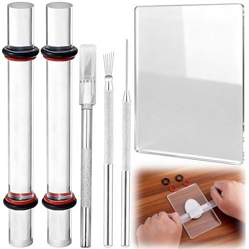 6 PCS Polymer Clay Tools Kit, Acrylic Clay Press Board Rolling Rod