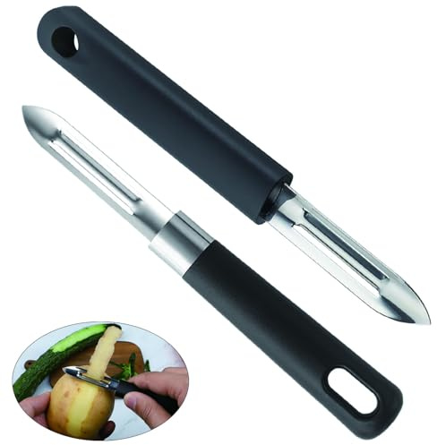 2Pcs Éplucheur de Légumes 2 Tranchants Lame Éplucheur en Acier Inoxydable | Eplucheur Pomme de Terre avec Poignée Ergonomique pour Carottes Fruits