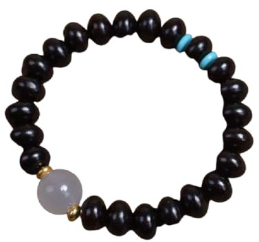Gör-det-själv-stil av plattpärlor, gult päronträ, agarträ, Buddha-pärlor, enkla souvenirer för män och kvinnor, elastiskt armband i naturligt skogsträ