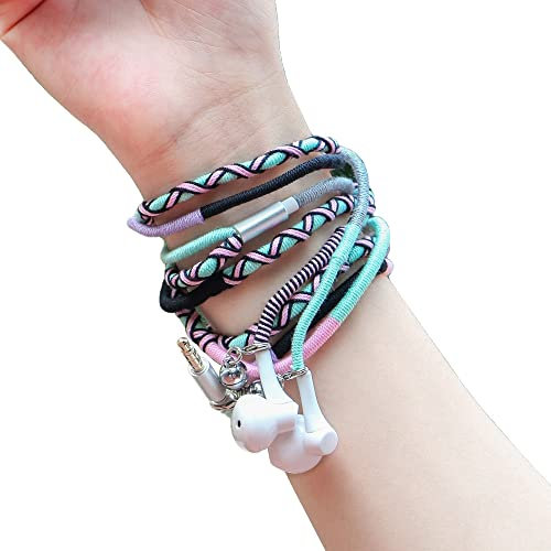 URIZONS Auriculares con Cable con micrófono - Auriculare Trenzados sin enredos Pulsera de Auriculares Coloridos con Conector de 3,5 mm para Deportes, Correr, Trotar