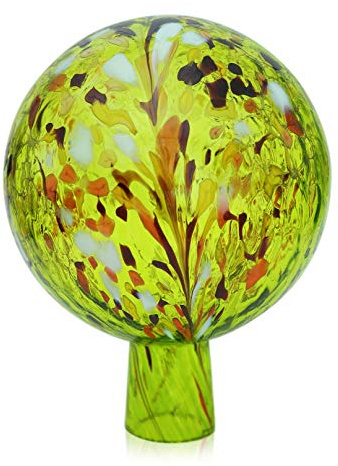 Lauschaer Glas Gartenkugel Rosenkugel aus Glas mit Granulat zitronengelb h 19cm, d 15cm mundgeblasen handgeformt