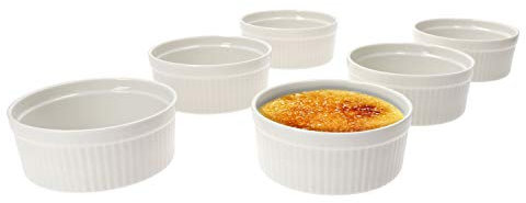 MamboCat Lot de 6 ramequins Bianca 250 ml I Porcelaine I Ø 11,5 cm I Blanc I Moule I Moule I Coupelles à muffins I pour crème brûlée, soufflé, cupcakes, Tiramisu, etc.