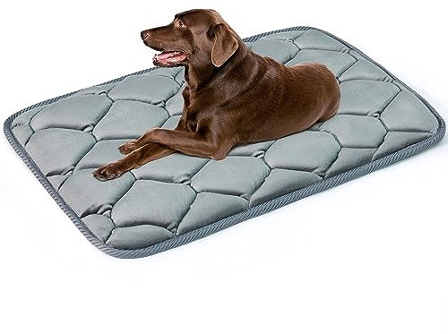 Geegoos Matratze für große Hundebox, waschbare, weiche Zwingerunterlagen, Haustierbettdecke, Hundeboxmatte, geeignet für 42-Zoll-Käfige, Hundebettmatten für große Hunde und Katzen (104 x 68 cm, grau)
