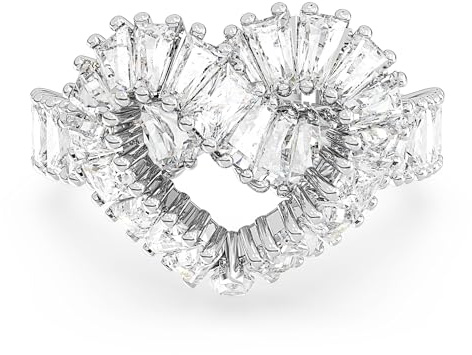 Swarovski Bague cocktail Matrix, cœur, cristaux blancs, plaqué rhodium