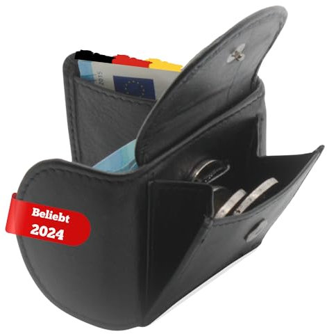 FLEXIBILITE® EXTRA Kleines Portemonnaie Damen/Herren Echt Leder [2025] - Geldbeutel Damen klein - Mini Geldbörse Damen (6,8 x 5 cm BxH) - Mini Portemonnaie - Kleine Geldbörse - ca. 20 g