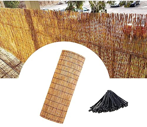Pantalla de Caña,Paneles de valla de privacidad,Sombrilla,Estera de Mimbre Natural,Protección Visual Valla de Mimbre,Valla de Piscina para Plantas,para Interior Exterior Jardín Patio Balcón Terraza (