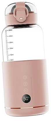 Fenteer Flaschenwärmer Baby Unterwegs Wiederaufladbare Temperaturregelung, Mobiler Flaschenwärmer Baby Flaschenwärmer für den Täglichen Gebrauch im Freien Beim, ROSA,300ml