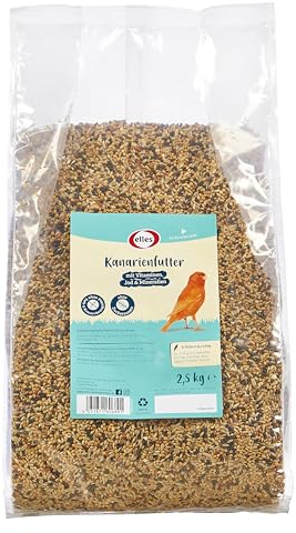 Elles Premium Kanarienfutter 2,5kg I Artgerechtes, natürliches Vogelfutter | Mit Vitaminen, Jod & Mineralien I Ohne Zusatzstoffe I Unterstützt Gesundheit & Vitalität