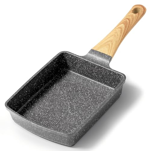 GiPP Padella per frittate antiaderente, padella per colazione a 3/4 fori, frittata giapponese Tamago-yaki, frittata antiaderente in granito, senza PFOS/PFOA (Grigio, tamagoyaki)