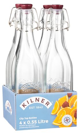 Kilner Clip Top Square Bottle 0.55 Litre Tray of 4