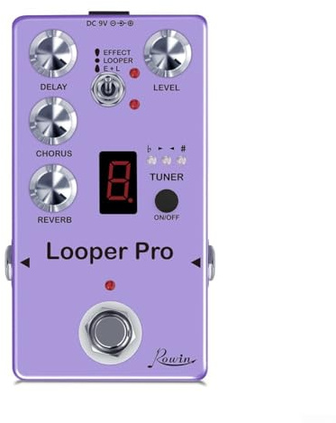 Rowin Looper Pro - Pedal multiefecto, reverberación, coro, retardo, afinador, grabación de 40 segundos