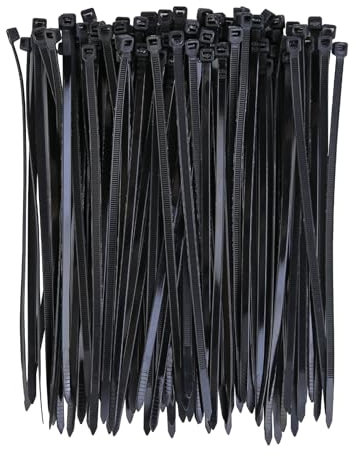 Lot de 100 serre-câbles noirs - 200 mm x 4,8 mm - Résistants aux UV - Autobloquants - Pour jardin, atelier, gestion des câbles, jardinage, maison, bureau