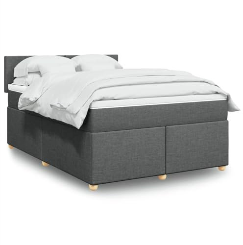 qohoio Boxspringbett mit Matratze Dunkelgrau 140x190 cm Bett Boxspringbett Bett Mit Matratze Schlafzimmer MöBel Polsterbett Stoff - 3286669