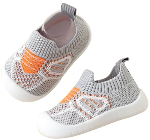 Aggroot Neonato Scarpine,Bambino Scarpe Bimbi per Primi Passi Antiscivolo Bambino con Suola Traspiranti Pantofole Bambino Unisex Scarpe,Grigio,19/20 EU=CN12.5