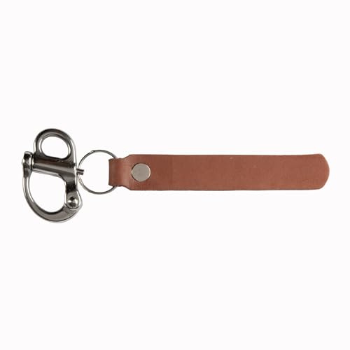 WorkingFire Firefighter Quick Release Shackle Clip with Leather Handle for SCBA MASK Marine Grade Stainless Steel Fixed Snap Sailing Shackle Lanyard Firefighter Accessories Tools (1, Brown)