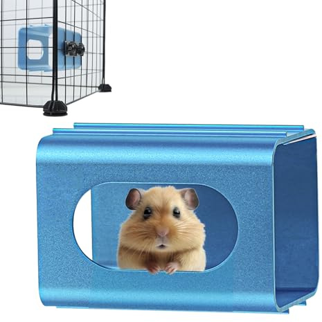 PeSandy Tunnel giocattolo rinfrescante per criceti, casa in metallo rinfrescante per criceti, riparo sospeso, in alluminio, per criceti nani, criceti siriani, geco leopardato (blu, 12 x 7 x 7 cm)