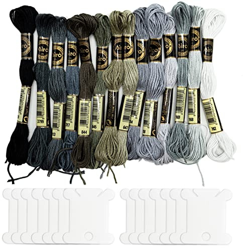 dmc Grey Embroidery Threads, Sewing Thread Kit - Grey Series Cross Stitch Floss (14 Skeins Per Pack)