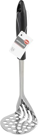 wenco Kartoffelstampfer 30 cm – Edelstahlkopf & Kunststoffgriff, perfekt für Kartoffelbrei, Gemüse‑Püree & Obstkompott, langlebig, spülmaschinengeeignet, silber‑schwarz