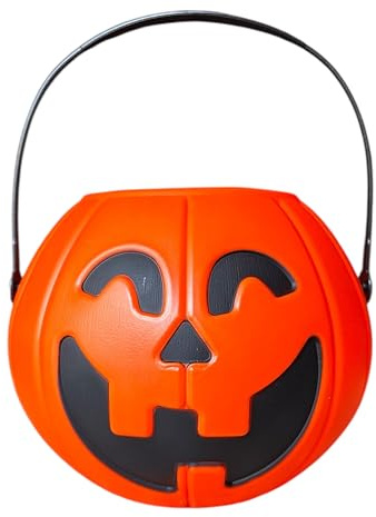 GMM Zucca di Halloween Decorativa, Arancione e Nero, Plastica, Design Jack-o'-Lantern, per Decorazioni Festive di Halloween