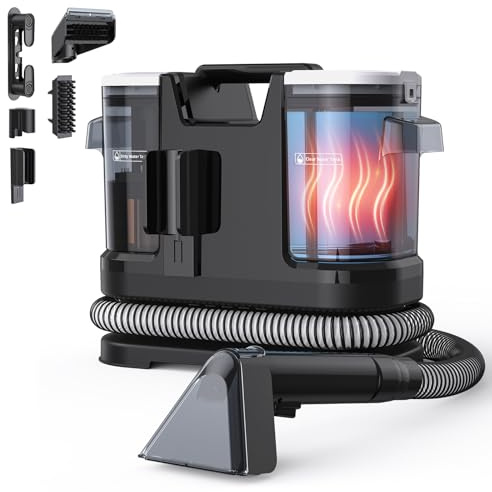 Lubluelu Nasssauger Polsterreiniger Gerät 600 W, 18 kPa Teppichreiniger Waschsauger, tragbarer Teppichreiniger mit 10-Sek.-Heizfunktion, Selbstreinigung und langem Schlauch für Teppiche, Sofas & Auto