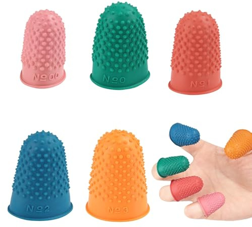 10 Pcs Rubber Finger Thimbles,Reusable Rubber Finger Protector,Flexible Durable Rubbers Fingers Thimbles, Sizes and Colors,for MoneyCounting Writing Sorting Task,Playing Musical Instruments