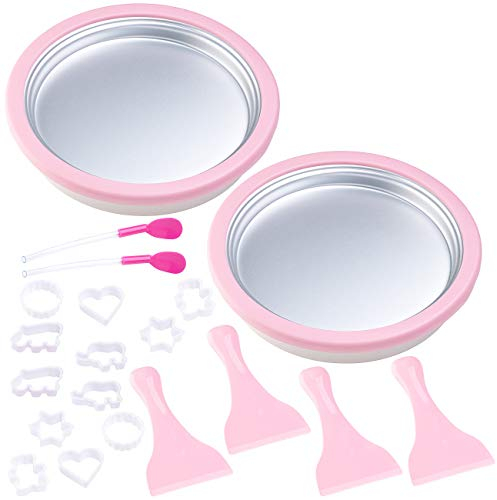 TokioKitchenWare Thai-Eismaschine: 2er-Set Eis-Teppanyaki-Platten zum Zubereiten von Ice Cream Rolls (Speiseeisbereiter Platten, Teppanyaki-Eisbereiter-Platte, gerolltes Maschine)