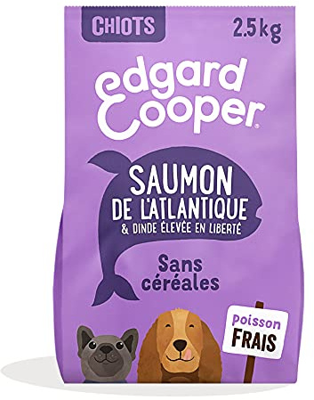 Edgard & Cooper Croquettes Chiot, (Saumon & DInde, 2.5kg), Sans Céréales, Viande et poisson frais et protéines de qualité, Vrais ingrédients pour chiens, Hypoallergénique, Sans sucres ajoutés