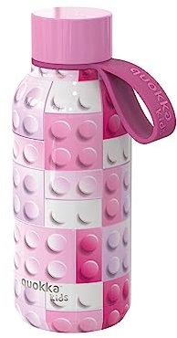 Quokka KIDS SOLID PINK BRICKS | THERMOFLASCHE MIT EDELSTAHL-AUFHÄNGER 330 ML