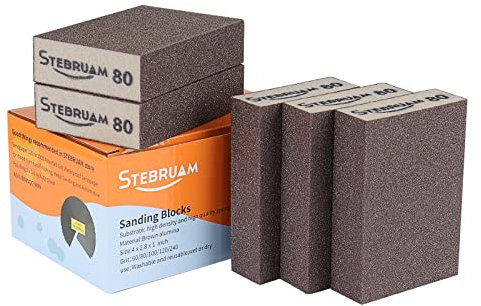 STEBRUAM Esponja de Lijado, Bloques de Lijado Lavable y Reutilizable Taco Abrasivo para Madera Metal Cocina Muebles-80 Grano