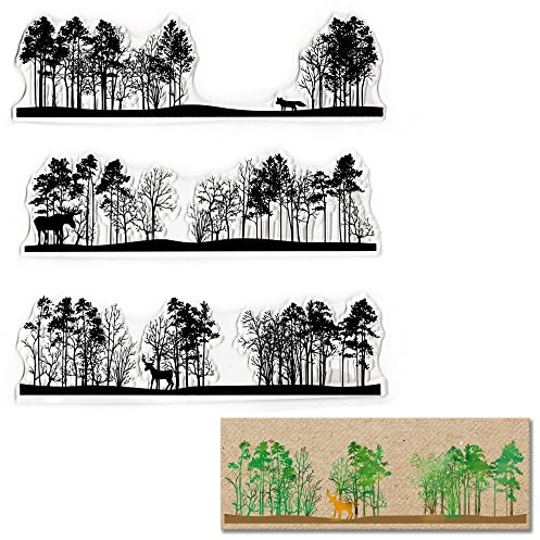 Trees Background Clear Stamps for Card Making - Transparent Silicone Rubber Stamps for Paper, Photo Album, Crafting Decoration and Scrapbooking Supplies