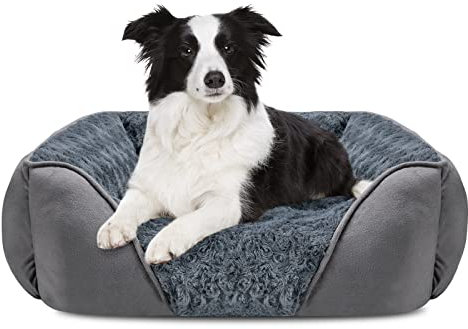 JOEJOY Large Dog Bed Pet Sofa, Super Comfy Rose Velvet Dog Bed with Abrasion-Resistant Suede Design, Machine Washable And Non-slip Bottom Bed For Border Collie, Golden Retriever, 76x61x23cm