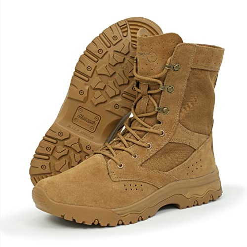 HANAGAL Men's Military Boots Lightweight Army Combat Tactical Military Boots For Men Hunting Jungle Hiking Work Boots Size 13 Coyote