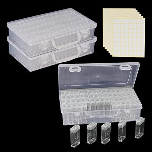 MANCHAP 3 Pack 64 Grids Diamond Painting Storage Boxes, Diamond Art Bead Storage Containers Embroidery Box for Jewelry, Beads, Craft, Nail Art, Clear