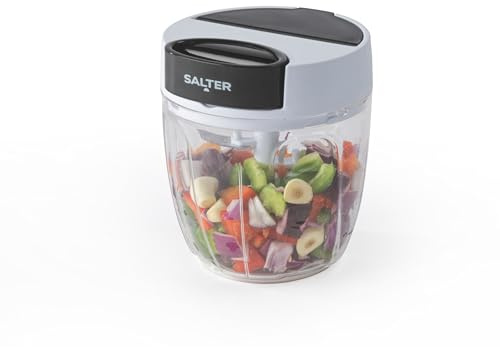 Salter 900ml Pull Chopper – Non-Slip Base, Stainless Steel Blade, 5 Year Guarantee, Easy to Clean, Perfect for Quick Food Prep, Easy-to-Use Mechanism, Chops & Dices, Mess-Free