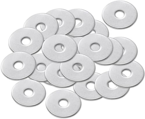 CYEER 200 Pack M6 x 25mm Metal Flat Penny Washers, 304 Stainless Steel, Large OD Plain Wide Round Metal Alloy Steel for Screws