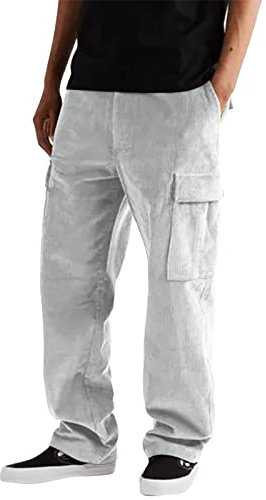 Cordhose Herren Stretch Cargo Weites Bein Hose - Cargohose Herren Cord Freizeithose Herbst Winter Corduroy Weiter Schnitt Jogginghose Cargo Hosen Mit Taschen Elastische Taille Kordelzug Outdoorhose