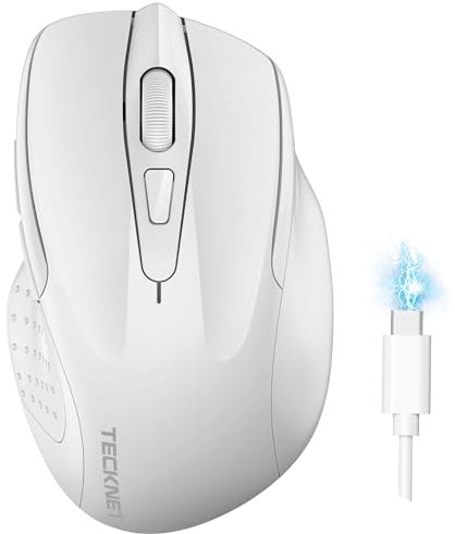 TECKNET Mouse Bluetooth Ricaricabile, Multi-dispositivo Wireless Silenzioso (Tri-Mode: BT 5.0/3.0 + 2.4G), 4800 DPI Ergonomico Portatile per Laptops, Mac OS, Android, Windows