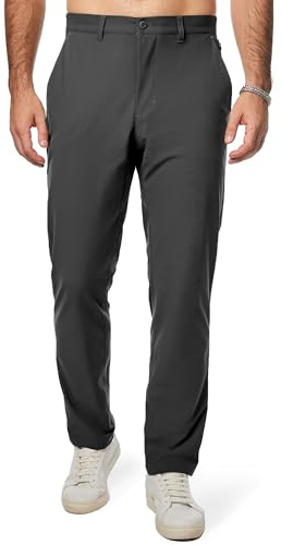 JMIERR Mens Chino Pants Classic Fit Stretch Work Dress Pants 32 Lightweight Casual Comfy Pants with Pockets,Small,Dark Grey