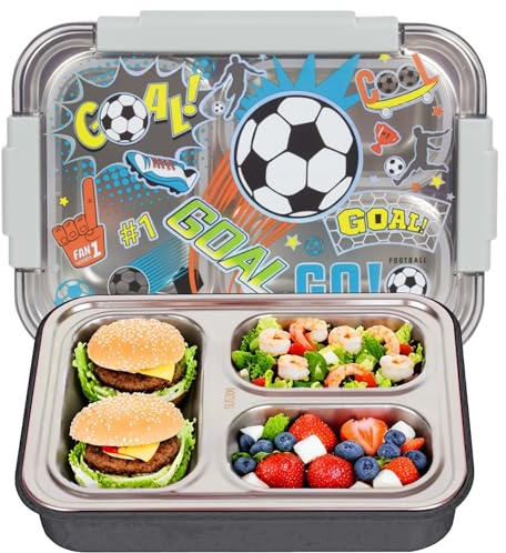PinkSheep rostfritt stål Bento lunchlåda för barn, 710 ml/26 oz BPA-fri läckagesäker barnmatbehållare med 3 fack, tillbaka till skolan studenter daghem lunchlåda mellanmål behållare