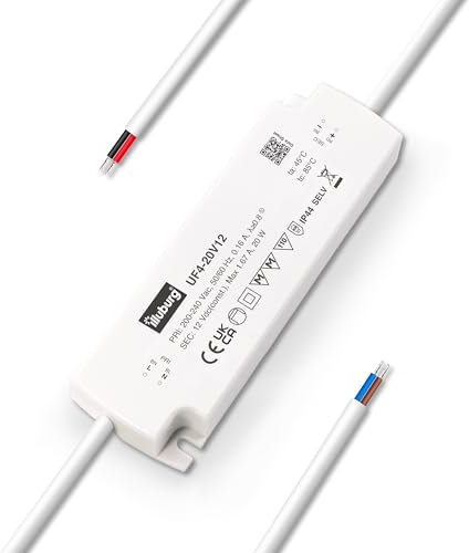 illuburg LED Trafo 12V 20W Wasserdicht IP44 Flach Flackerfrei für LED Strip Lampe LED Netzteil Treiber Power Supply