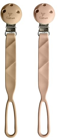 Colifree® - Catenella portaciuccio in silicone, spilla e nastro in silicone per ciuccio, portaciuccio per neonati, senza BPA + 0 mesi, accessori per bambini, flessibile e piacevole al tatto (2uds)