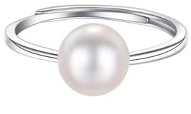 Bague Perles Classique Avec Boule De 8mm/10mm Pour Les Femmes Déclaration Ouverte Réglable S925 Argent Sterling Pearl Ball Wrap Doigt Band Anneaux Empilement Confort Fit Mariée Bijoux De Mariage (8mm)