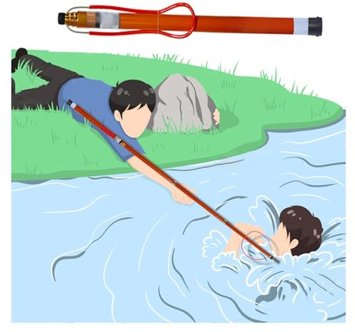 Bâton de sauvetage portable en fibre de verre télescopique de 15 à 9,8 m de long, idéal pour les clubs de natation, les parcs aquatiques, la sécurité de la plage, l'enseignement et les opérations de
