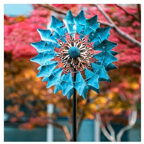 Ruota Eolica Da Giardino In Metallo, 190×32cm, Stagionale Mulino A Vento In Metallo Resistente Agli Agenti Atmosferici Mulino A Vento Da Giardino Solare Adatto Per Prati E Giardini
