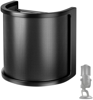 Pop Filter Compatible with Blue Yeti, Microphone Windscreen with Triple-layer, Protect Microphone and Minimize Plosives, Easy to Install, Ideal Accessory for Recording, Videos and Streaming