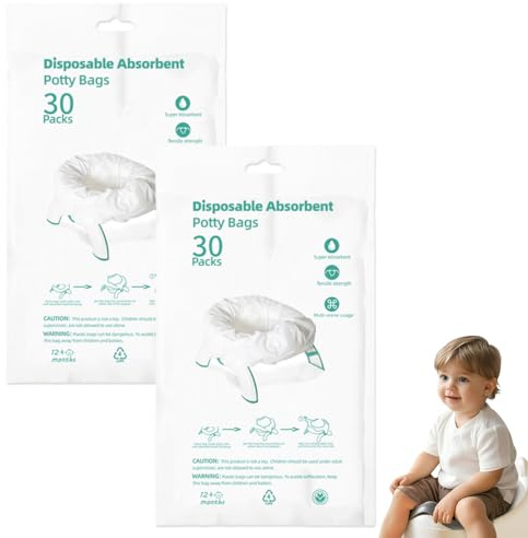 60 sacchetti usa e getta per vasino con imbottitura assorbente, sacchetti per WC per bambini, sacchetti usa e getta, fodera universale per vasino adatto per la maggior parte delle sedie