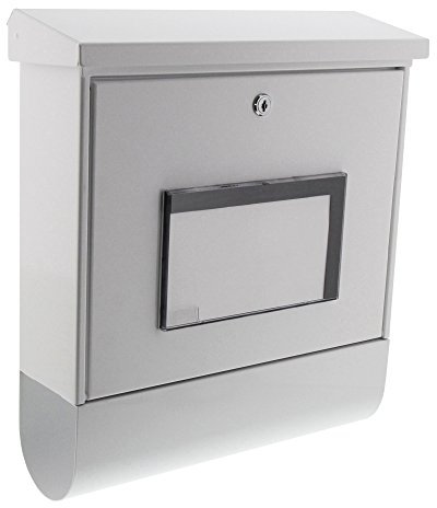 Burg Wächter Briefkasten mit Zeitungsfach und beleuchteter Hausnummer, Verzinkter Stahl, Einwurf-Format DIN C4, Inkl. 2 Schlüssel, Malaga 4400 W, Weiß (ähnlich RAL 9016), 75320