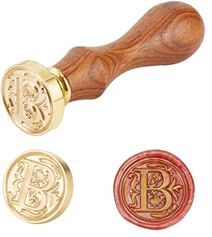 PH PandaHall Sceau Cire B Cachet de Cire Lettre Alphabet Timbre de Sceau de Cire Rétro Vintage Tampon Cire Sceaus pour les Invitations, Lettres, Cadeaux, Pâtisserie au Chocolat, 25x75mm, Lot de 1