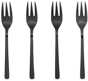 broste Copenhagen HUNE Kuchengabel Titanium Mat Black 4tlg.