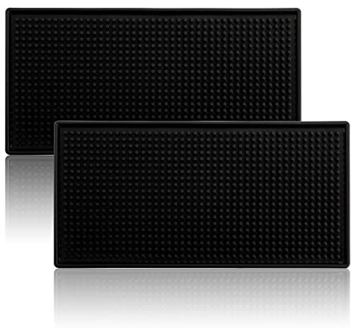 Lawei Lot de 2 Tapis de Bar en Caoutchouc antidérapant pour Bar, Cuisine, Restaurant, comptoir, Noir, 30,5 x 15,2 cm